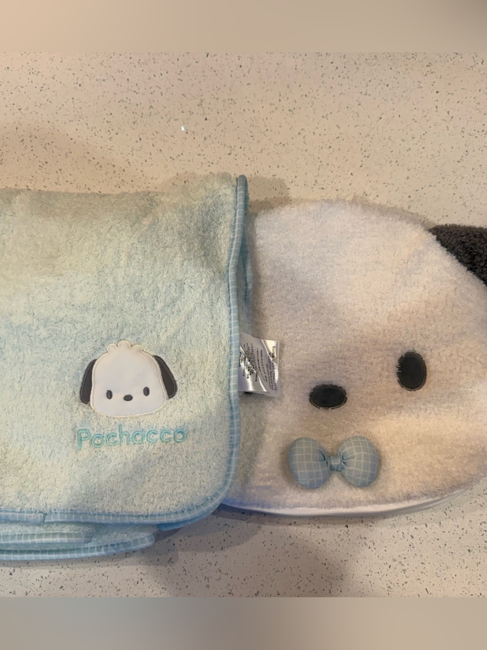 NWOT Hello Kitty Pochacco Baby Blanket and Pillow in Light Blue and White